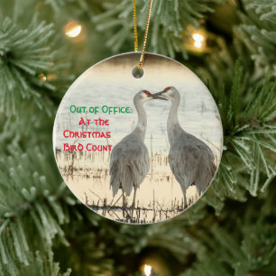 Un ornement de Noël avec des grues de Sandhill