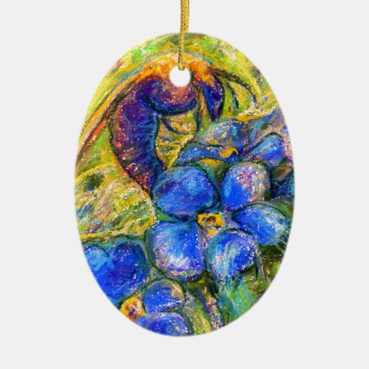 Un ornement en céramique d'abeille et d'oubli-moi- (Devant)