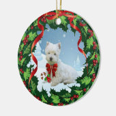 Un ornement très joyeux de Noël de Westie (Gauche)