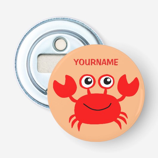 Un ouvre-bouteille personnalisé de crabe heureux (Devant)