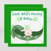 UN PEA DANS UN POD BABY SHOWER INVITATION FILLE/GA (Devant / Derrière)