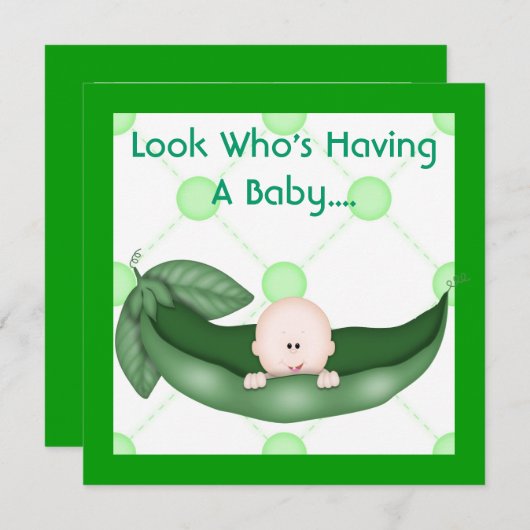 UN PEA DANS UN POD BABY SHOWER INVITATION FILLE/GA (Devant / Derrière)