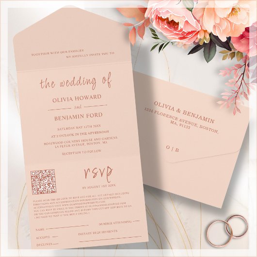 Un Peach QR Code moderne tout en une invitation
