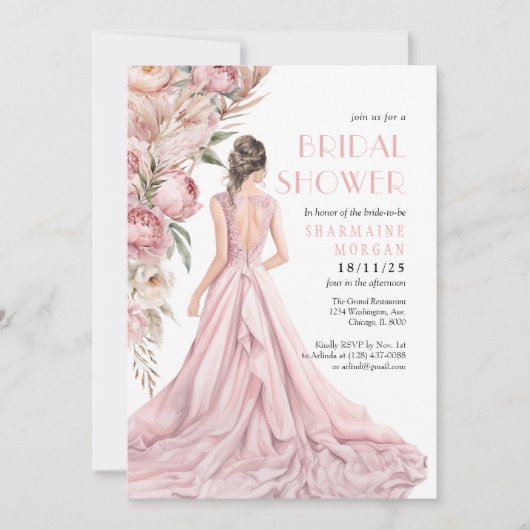 Un Peonies Roses Dreamdal Shower Invitation (Devant)