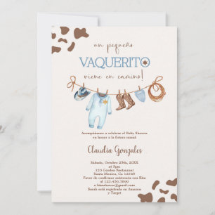Un Pequeño Vaquerito viene en camino Baby shower Kaart