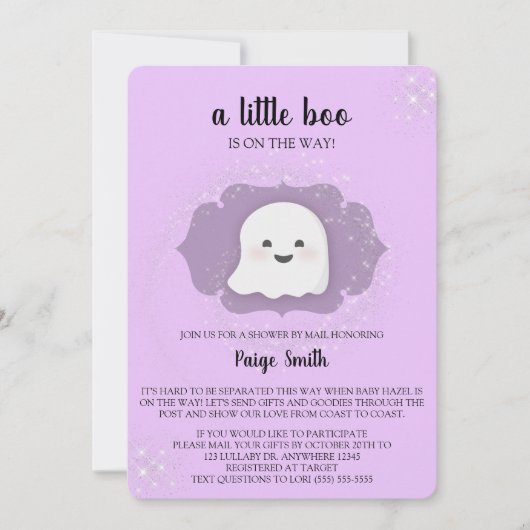 Un Petit Baby shower Boo Par Courrier Invitation (Devant)