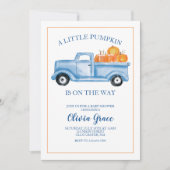 Un Petit Baby shower Citrouille Bleu Invitation Ca (Devant)