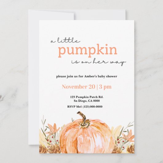 Un petit baby shower citrouille Invitation (Devant)