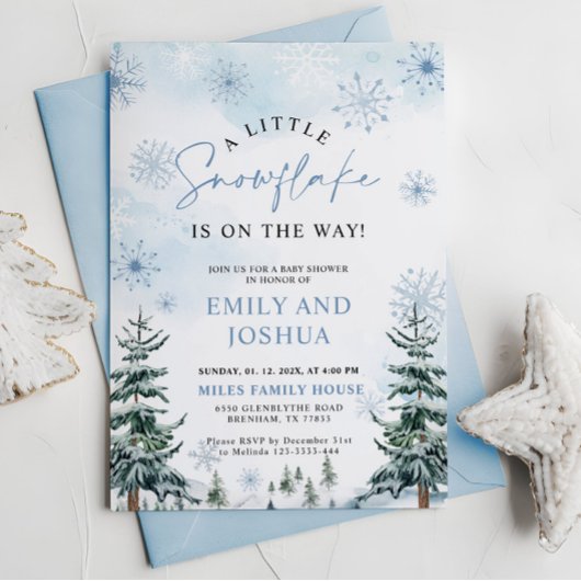 Un petit Baby shower de flocon de neige Invitation