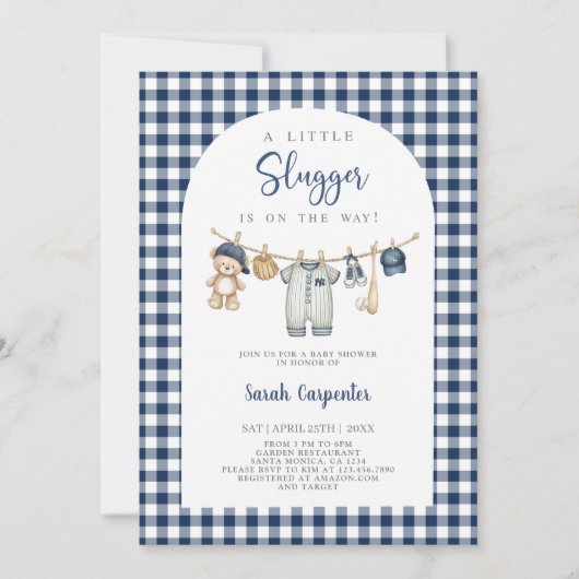 Un Petit Baby shower Slugger Invitation Garçon (Devant)