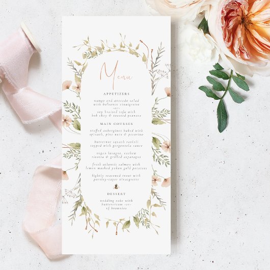 Un Petit Boho Bee Girl Fleur sauvage Menu Baby sho