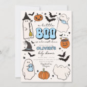 Un Petit Boo Blue Halloween Baby shower Invitation (Devant)