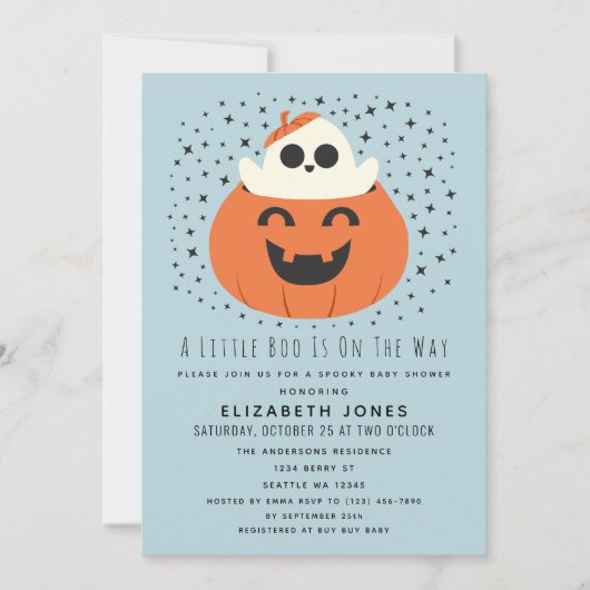 Un Petit Boo Halloween Baby shower Boy Invitation (Devant)