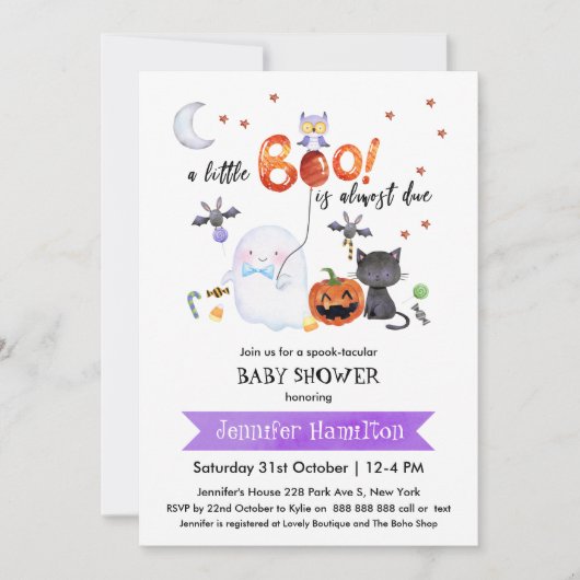 Un petit Boo Halloween Baby shower Invitation (Devant)