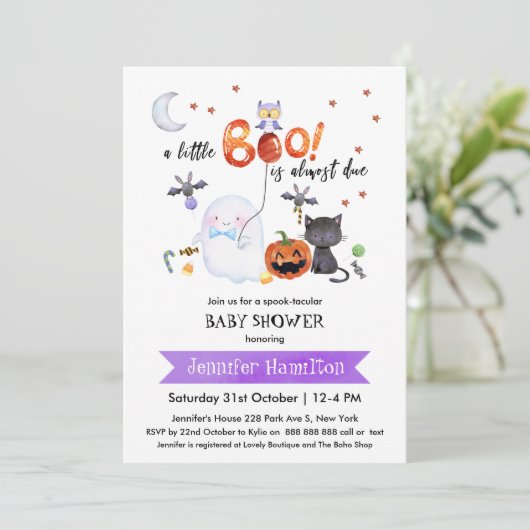 Un petit Boo Halloween Baby shower Invitation (Debout devant)