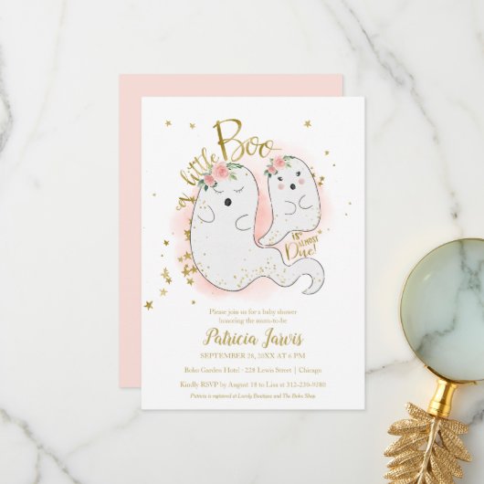 Un petit Boo Halloween Baby shower Invitation (Devant/Arrière en situation)