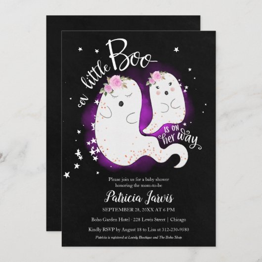 Un petit Boo Halloween Baby shower Invitation (Devant / Derrière)