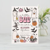 Un Petit Boo Rose Halloween Baby shower Invitation (Debout devant)