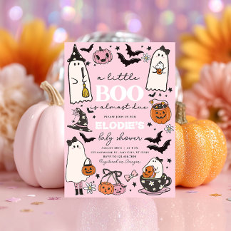 Un Petit Boo Rose Halloween Baby shower Invitation