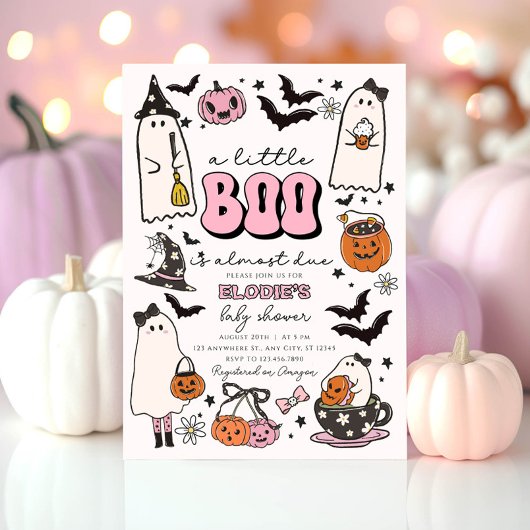 Un Petit Boo Rose Halloween Baby shower Invitation