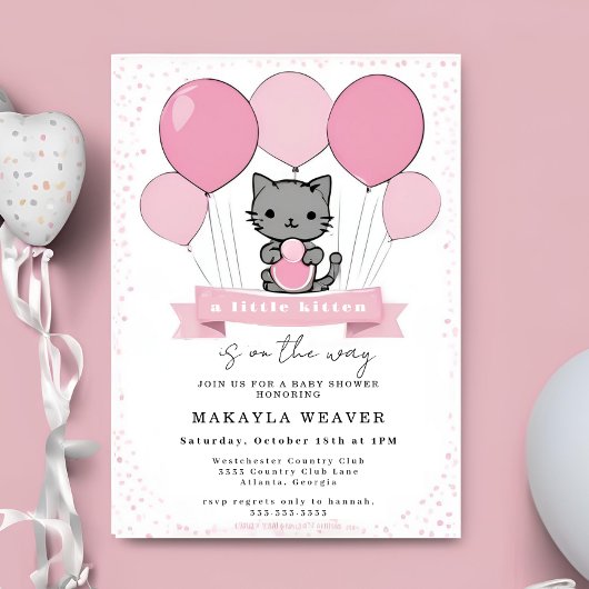 un petit chaton Kitty Baby shower Invitation