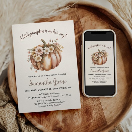 Un Petit Citrouille Baby Shower Invitations