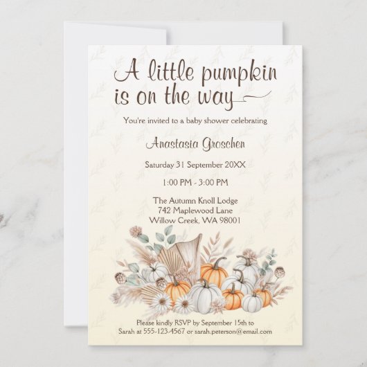 Un Petit Citrouille Boho Baby shower Invitation (Devant)