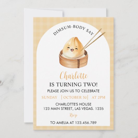 Un Petit Dumpling Première Invitation de fête d'an (Devant)