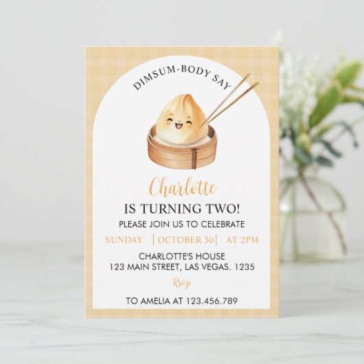 Un Petit Dumpling Première Invitation de fête d'an (Debout devant)