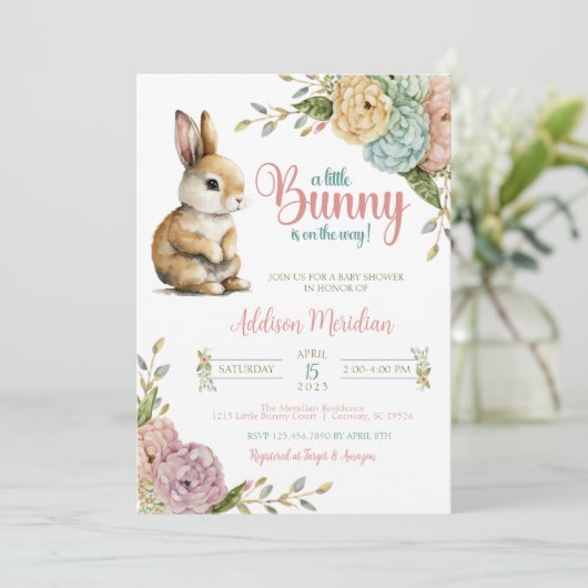 Un Petit Lapin Baby shower Pâques Invitation (Debout devant)