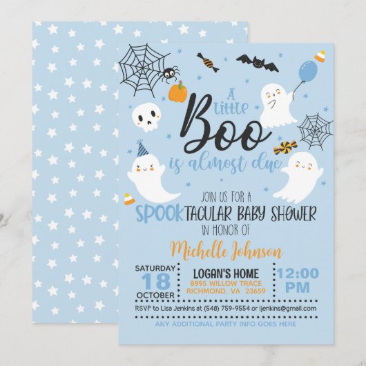 Un petit livre est presque dû Invitation - Bleu (Devant / Derrière)