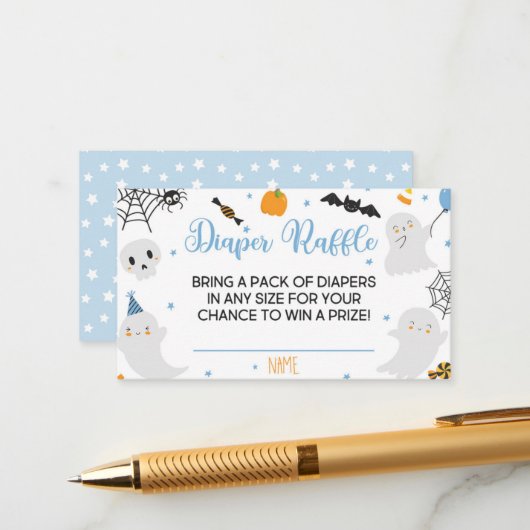 Un petit livre est presque due Diaper carte Raffle (Devant/Arrière en situation)