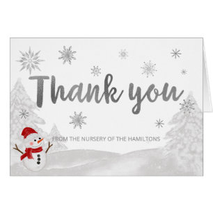 Un petit Merci de Baby shower gris flocon