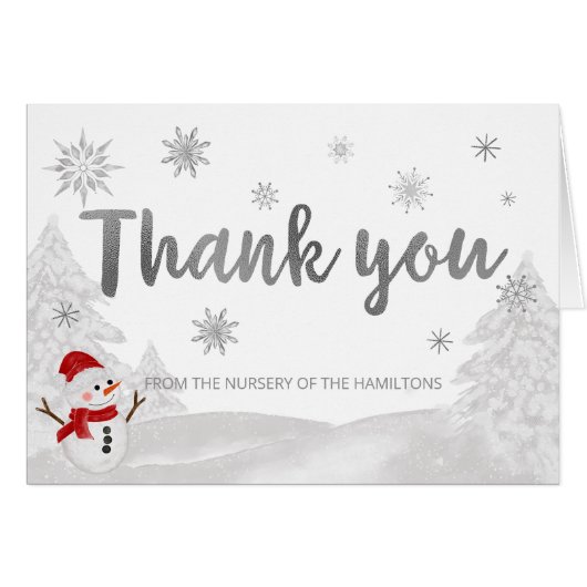 Un petit Merci de Baby shower gris flocon (Devant horizontal)