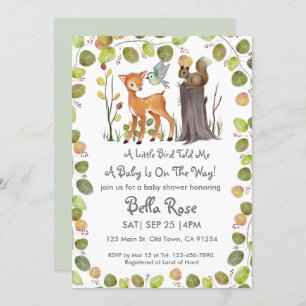 Un Petit Oiseau M'A Dit Invitation Baby shower