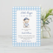 Un Petit Ours Slugger Baby shower Invitation Garço (Debout devant)
