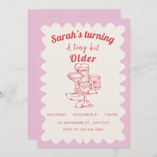 Un Petit Peu Plus Ancien Invitation De Fête D'Anni (Devant / Derrière)