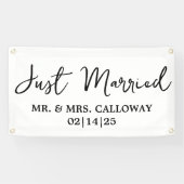 Un Petit Rétro Juste Marié Voiture Bannière (Horizontal)