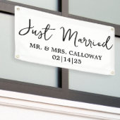 Un Petit Rétro Juste Marié Voiture Bannière (Bâtiment extérieur)