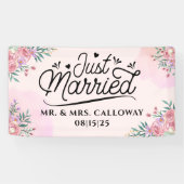 Un Petit Rétro Juste Marié Voiture Bannière (Horizontal)