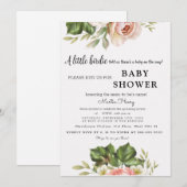 Un Petit Rose est en route ! Invitation baby showe (Devant / Derrière)