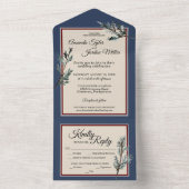 Un Pine Bleu Mariage D'Hiver Tout En Une Invitation (À l'intérieur)