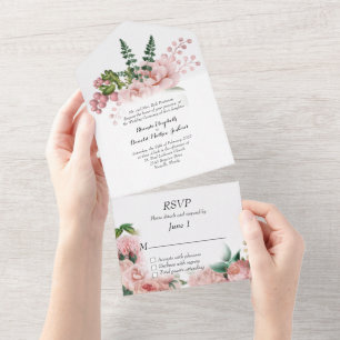 Un Plutôt Rose Floral Tout En Une Invitation