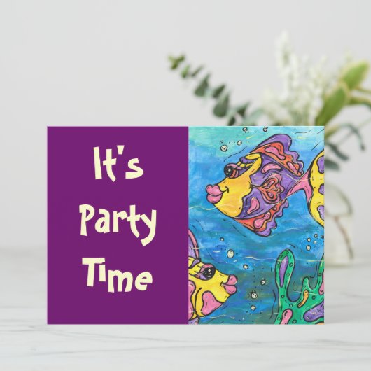 Un poisson deux invitations de partie de poissons (Debout devant)