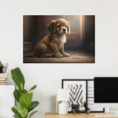 Un poster mignon avec un chiot de chien (Bureau à domicile)