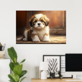Un poster mignon avec un chiot de chien (Bureau à domicile)