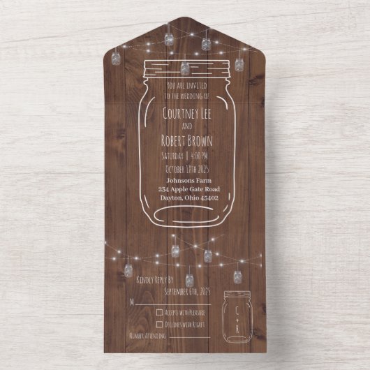 Un pot rustique tout en un Faire-part de mariage (À l'intérieur)