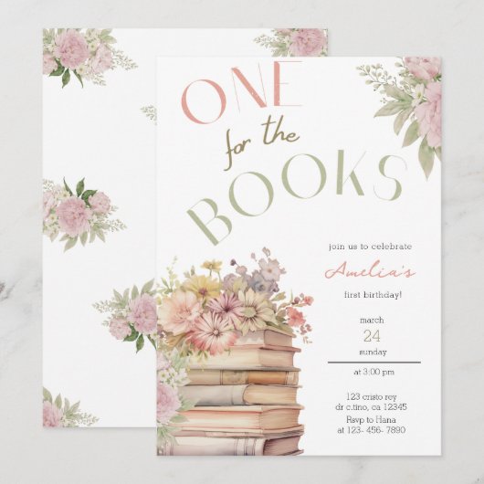 Un Pour Les Livres Première Invitation Anniversair (Devant / Derrière)