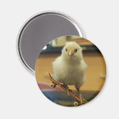 Un poussin sur un aimant décoré de skateboard (Recto/Verso)