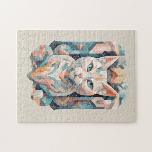 Un puzzle de chat captivant avec détails complexes (Horizontal)